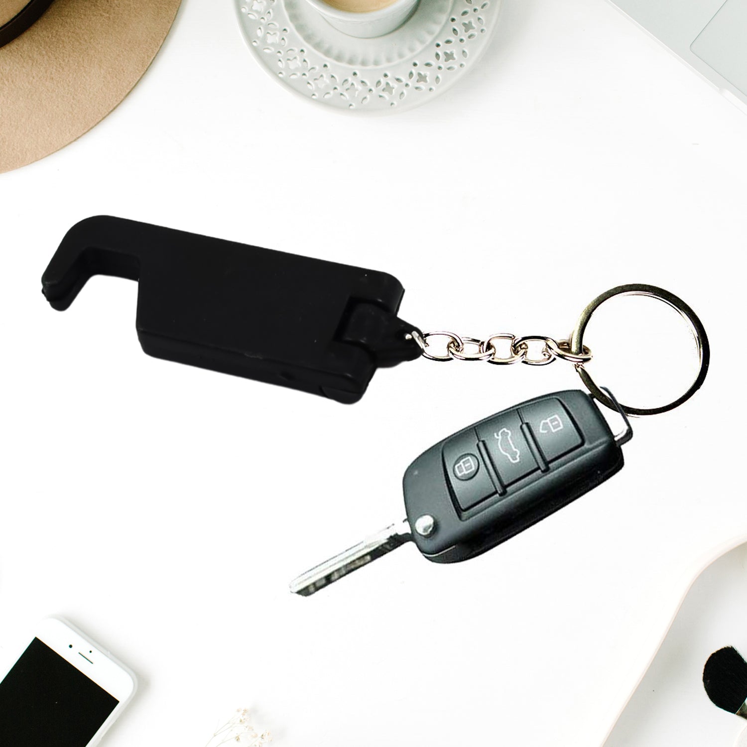 2 in 1 Plastic Keychain with Mobile Stand / Phone Holder (1 Pc / Multicolor) 2 in 1 Plastic Keychain with Mobile Stand / Phone Holder (1 Pc / Multicolor)